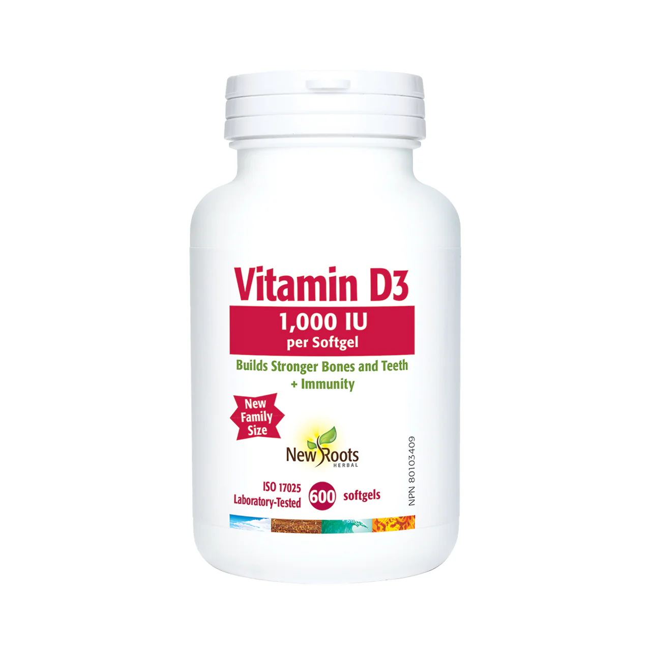 New Roots - Vitamin D3 1000 IU - Family Size | 600 Soft Gels