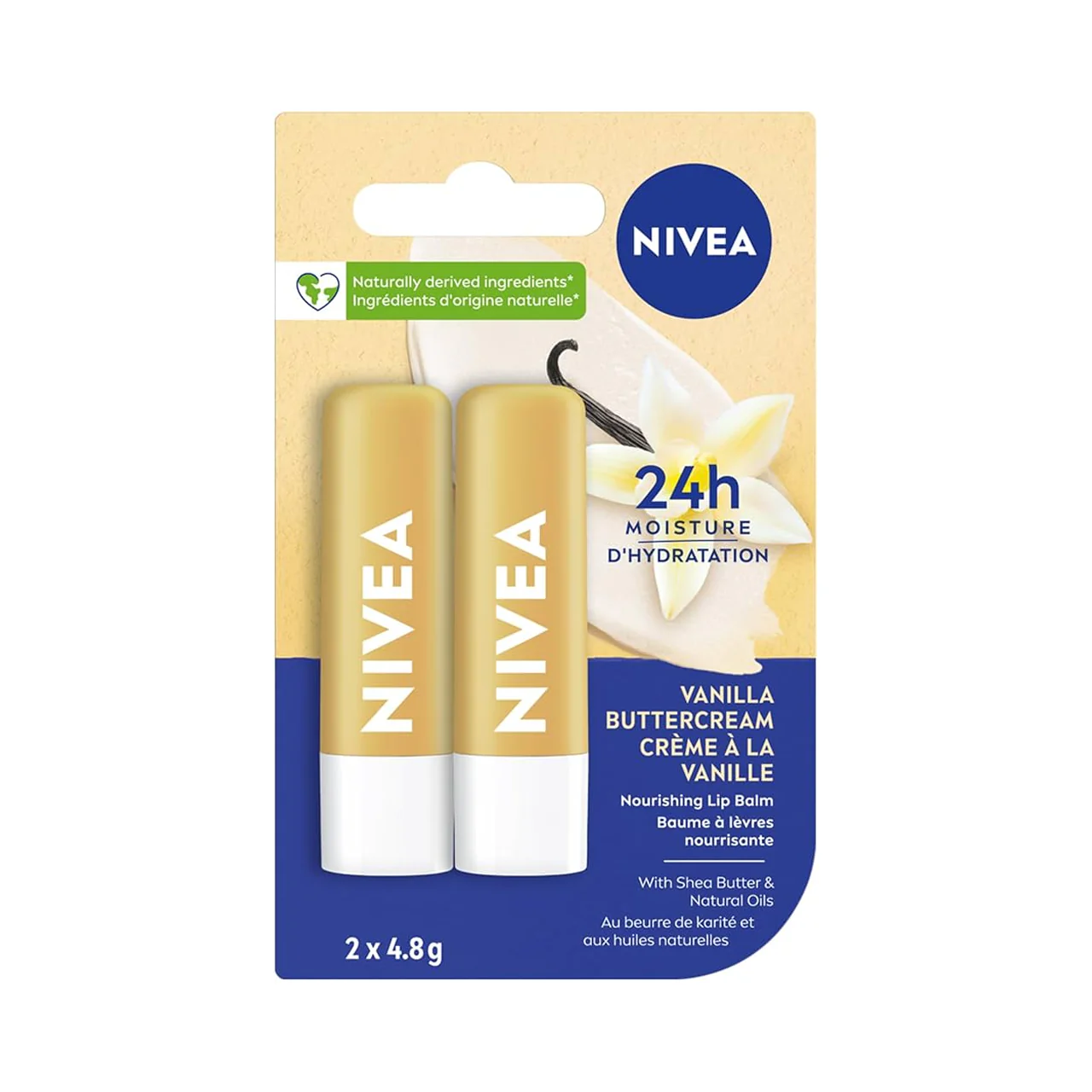 Nivea - 24H Moisture Vanilla Buttercream Lip Balm | 2 x 4.8 g