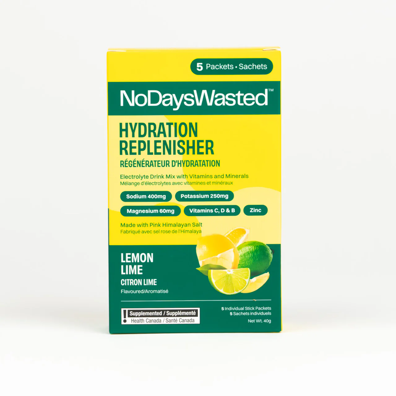 No Days Wasted - Hydration Replenisher, Lemon Lime | 5 Packets