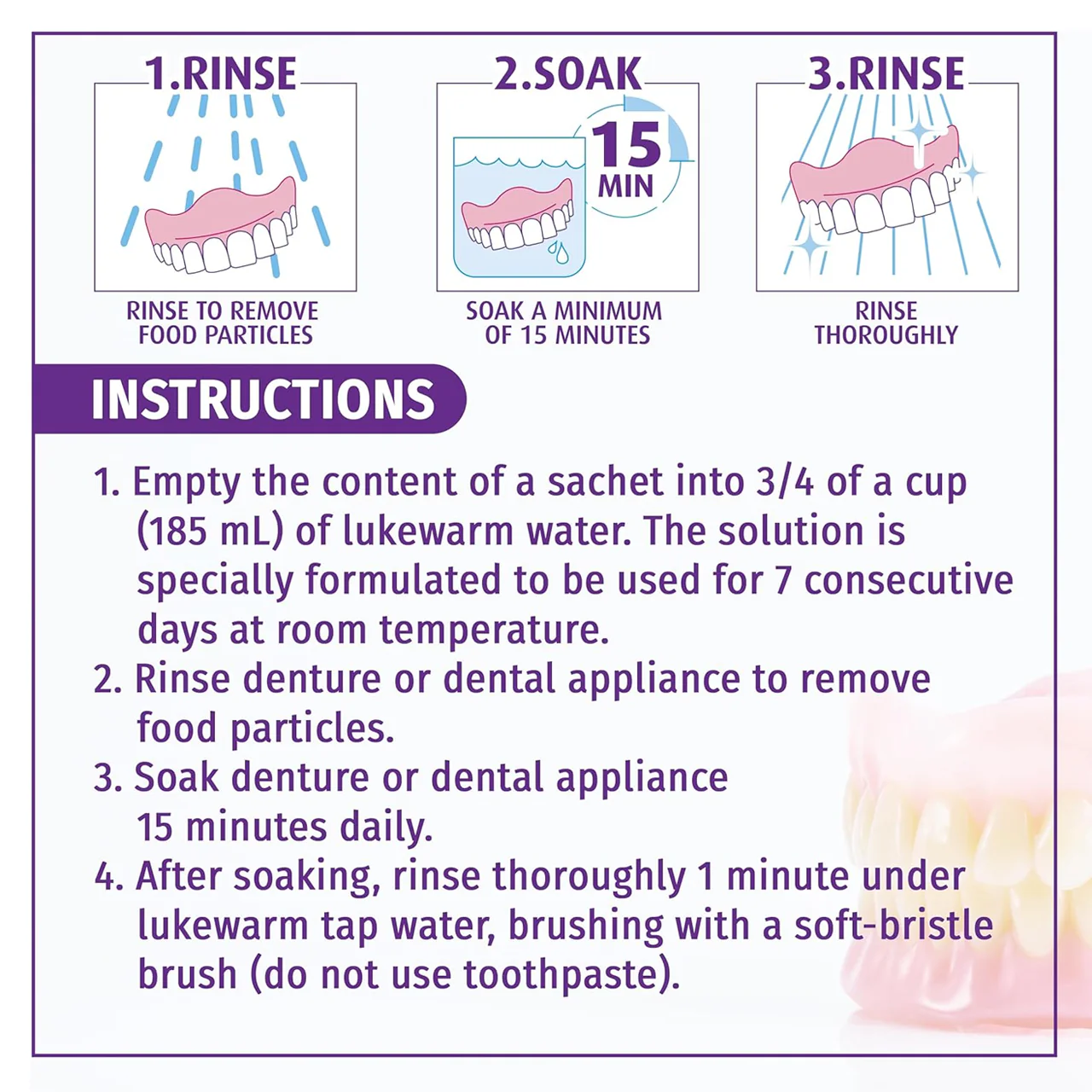 Nova Dent - Ultra Soft Formula Denture & Dental Appliances Cleanser 56 Days | 8 x 5 g - Image 3