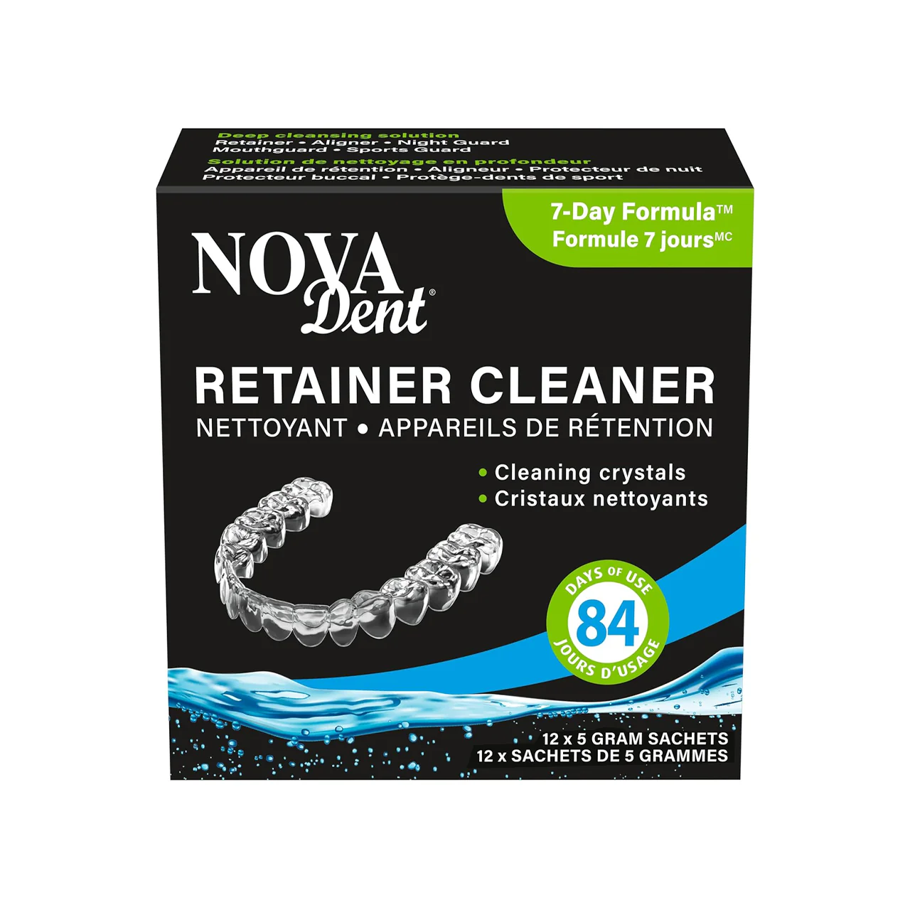 Nova Dent - Retainer Cleaner Crystals 7-Day Formula | 12 x 5 g