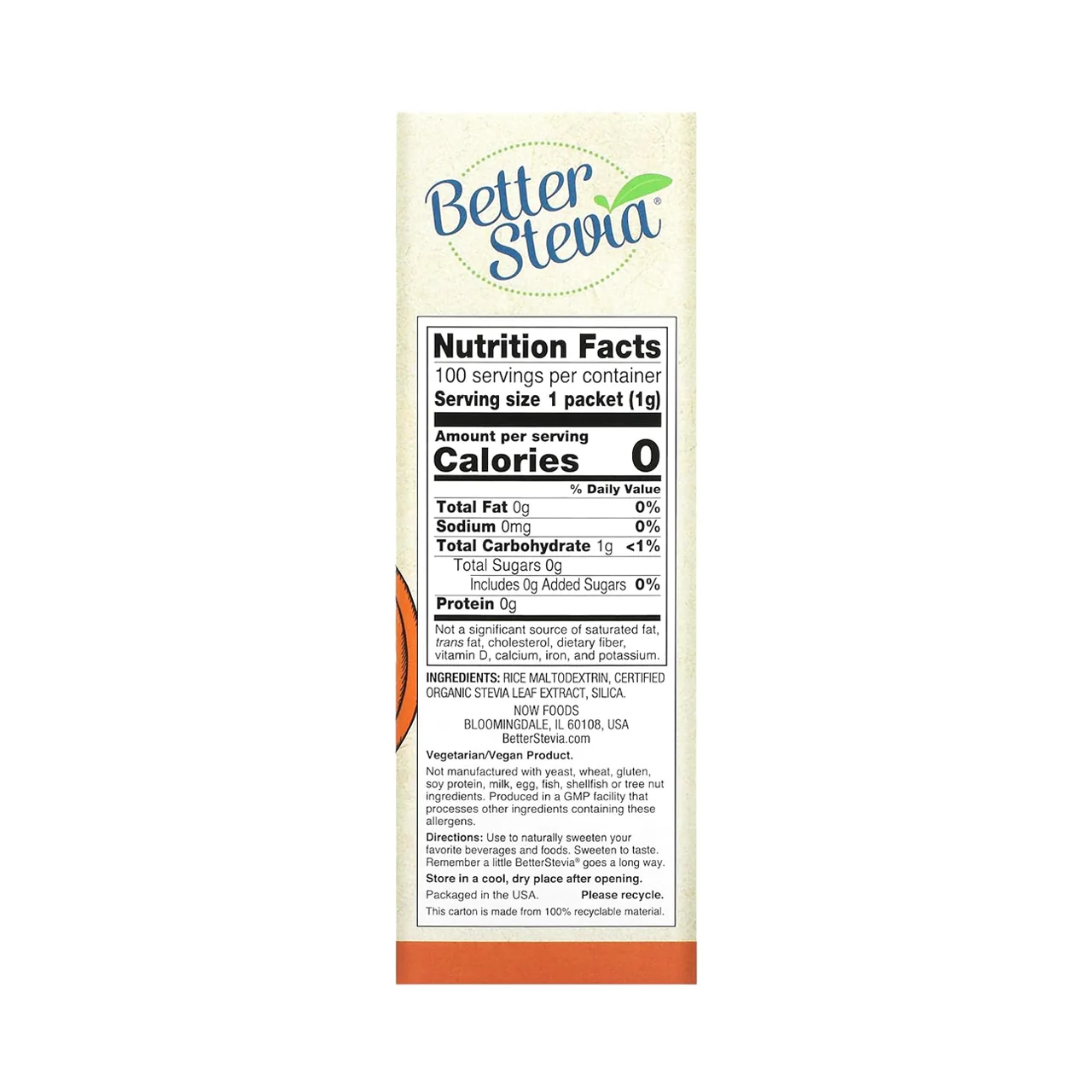 NOW - Better Stevia - Original Zero Calorie Sweetener | 1 g X 100 Packets - Image 2