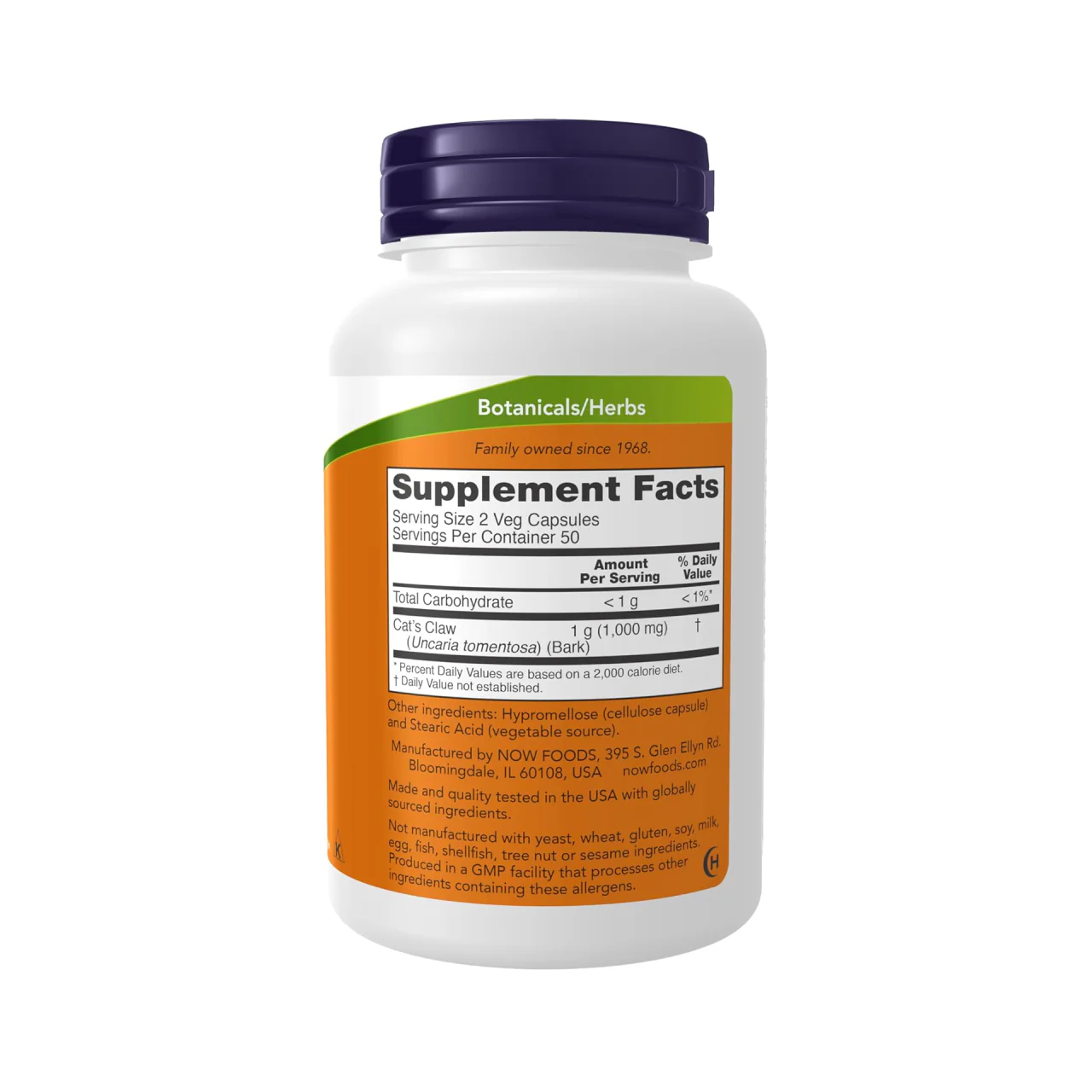 NOW - Cats Claw 500 mg | 100 Capsules - Image 2