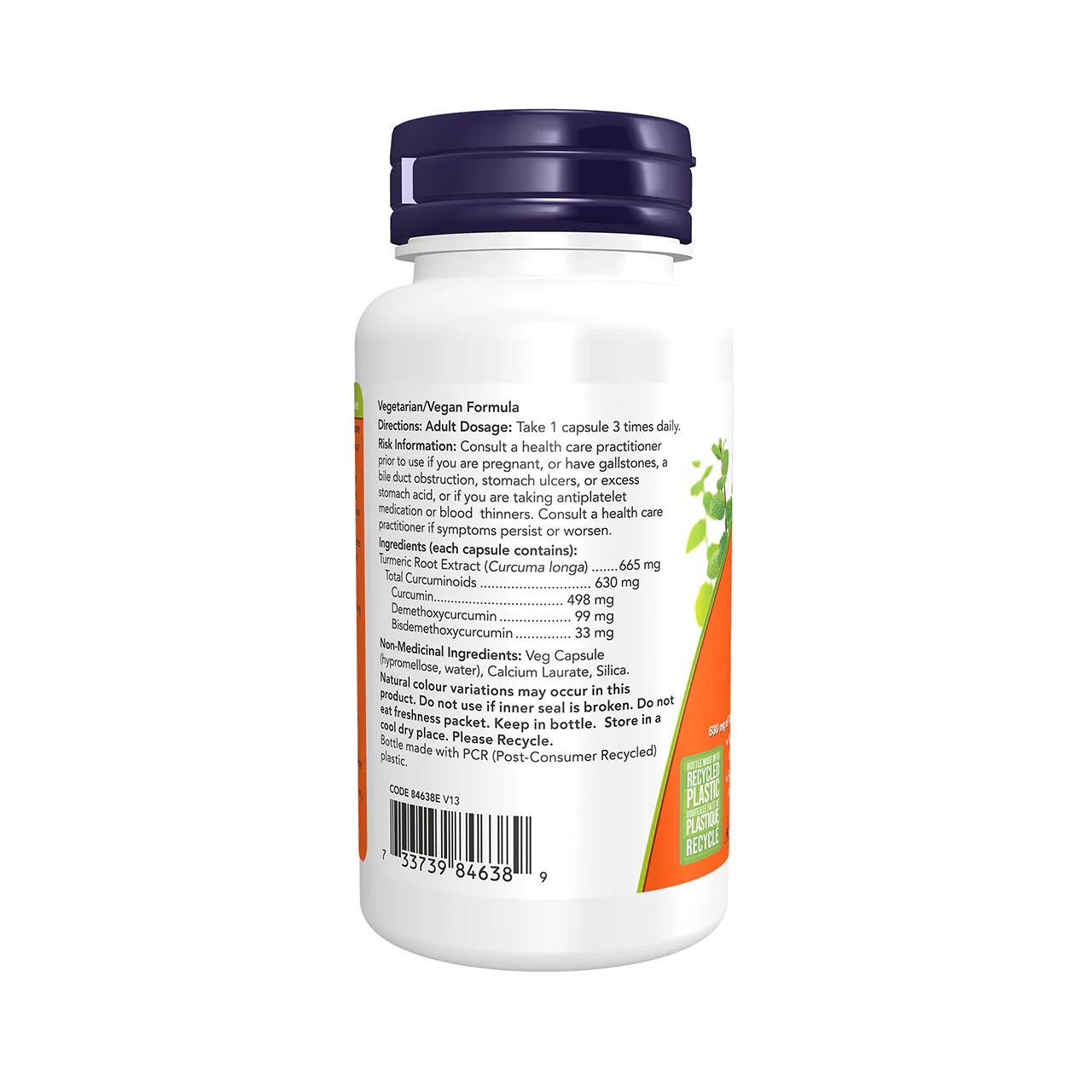 NOW - Turmeric Curcumin Complex 630 mg | 60 Veg Capsules - Image 2