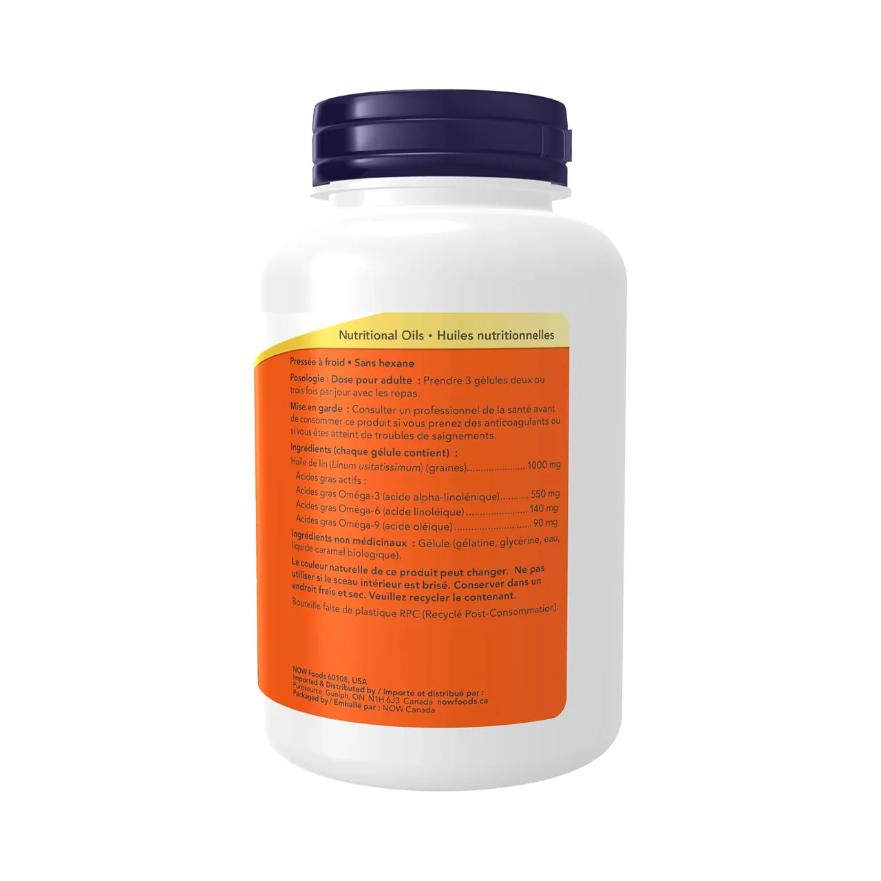 NOW - Organic Flax Oil 1000 mg | 100 Softgels - Image 3