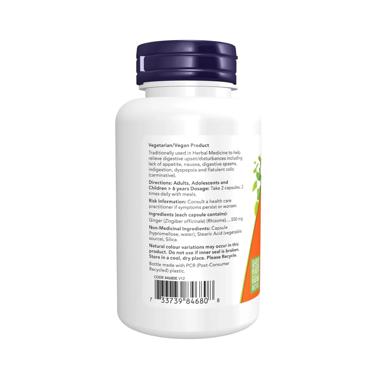 NOW - Ginger Root 550 mg | 100 Veg Capsules - Image 2