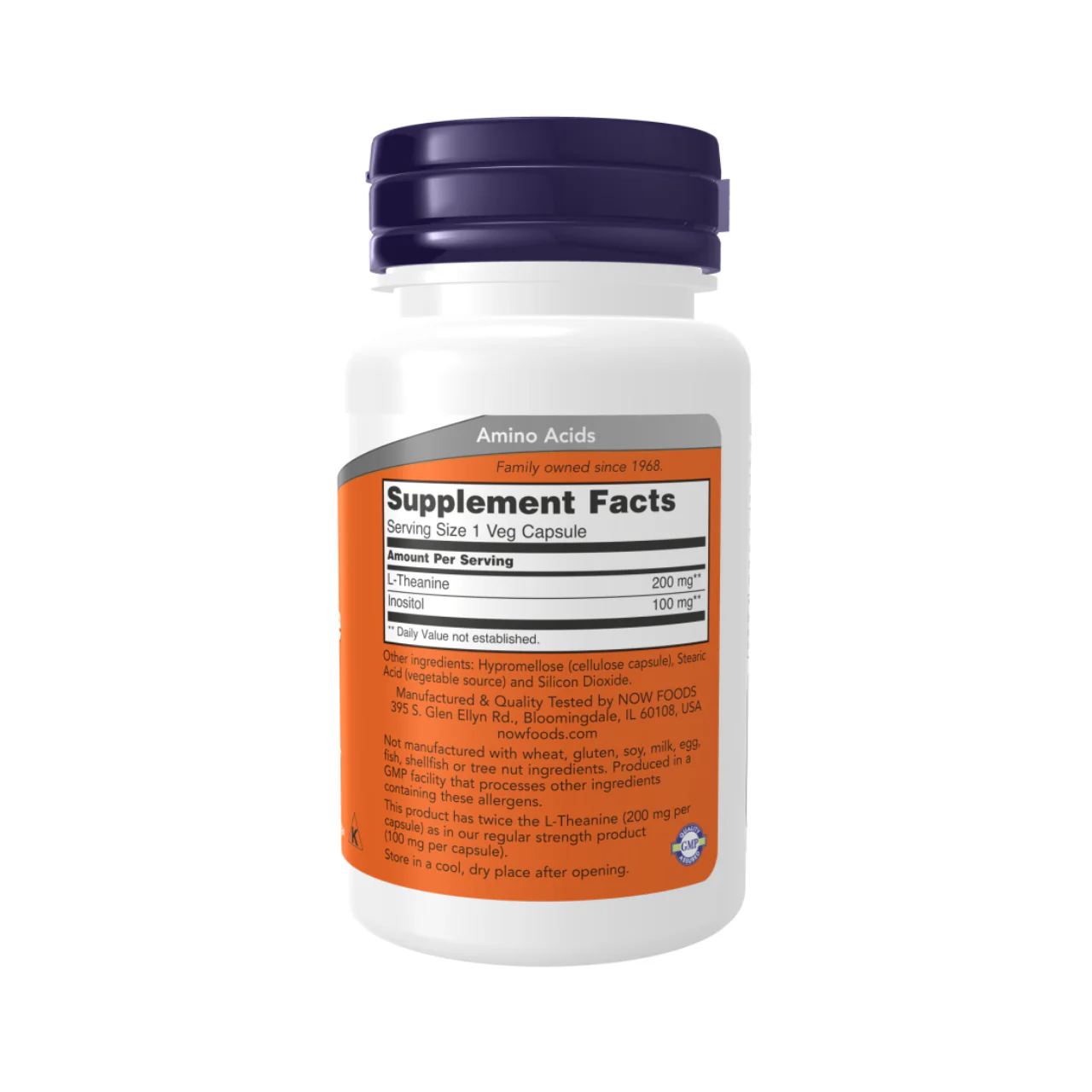 NOW - L-Theanine 200 mg with Inositol 100 mg | 60 Capsules - Image 2