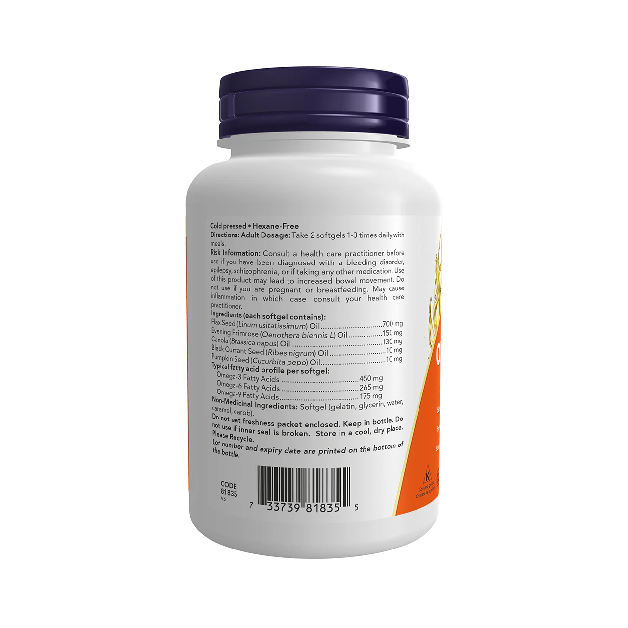 NOW - Omega 3-6-9 1000mg | 100 Soft Gels - Image 3