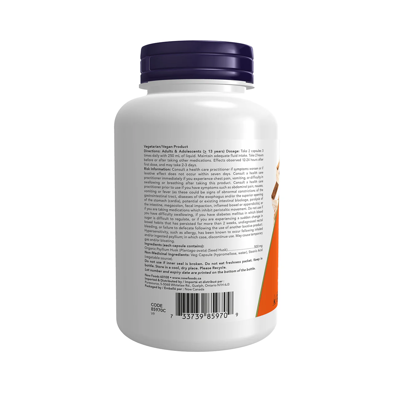 NOW - Psyllium Husk 500 mg | 200 Capsules - Image 3