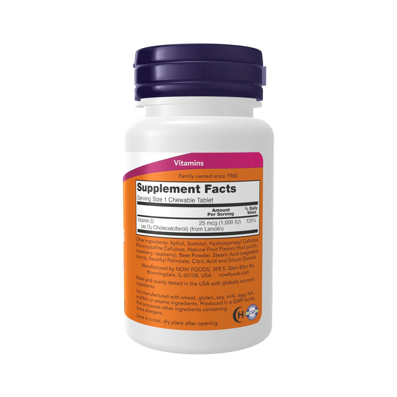 NOW - Vitamin D-3 1,000 IU Chewable | 180 Lozenges - Image 2