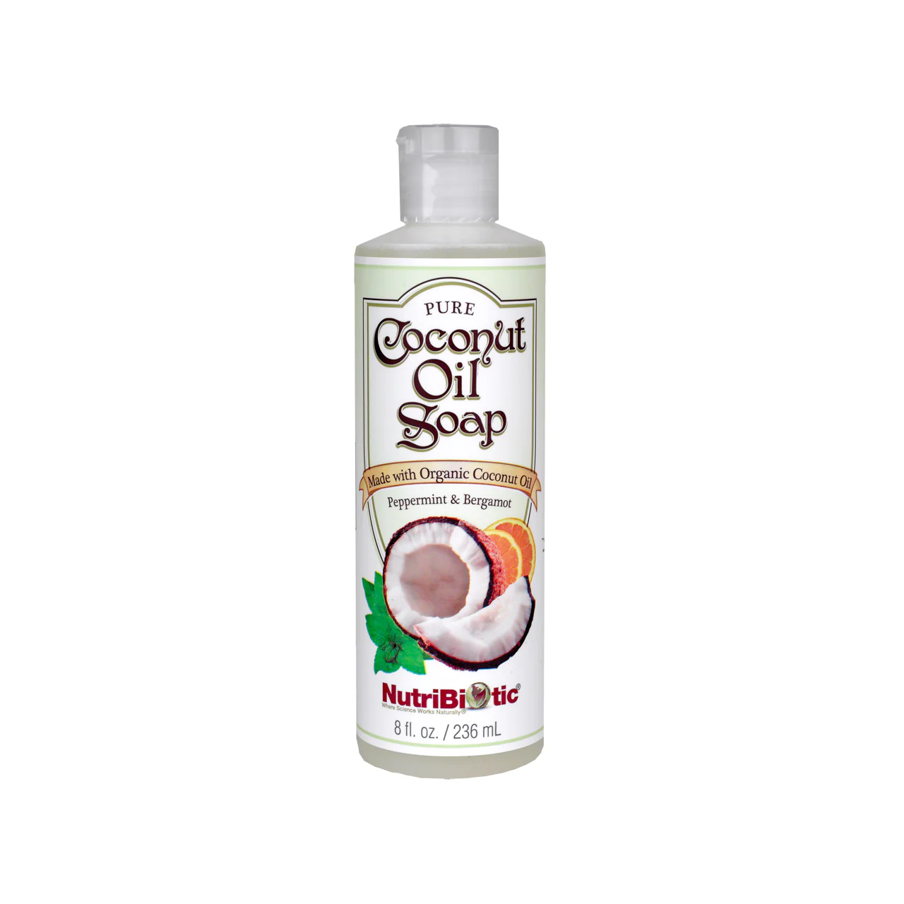 Nutribiotic - Pure Coconut Oil Soap, Peppermint & Bergamot | 240 mL