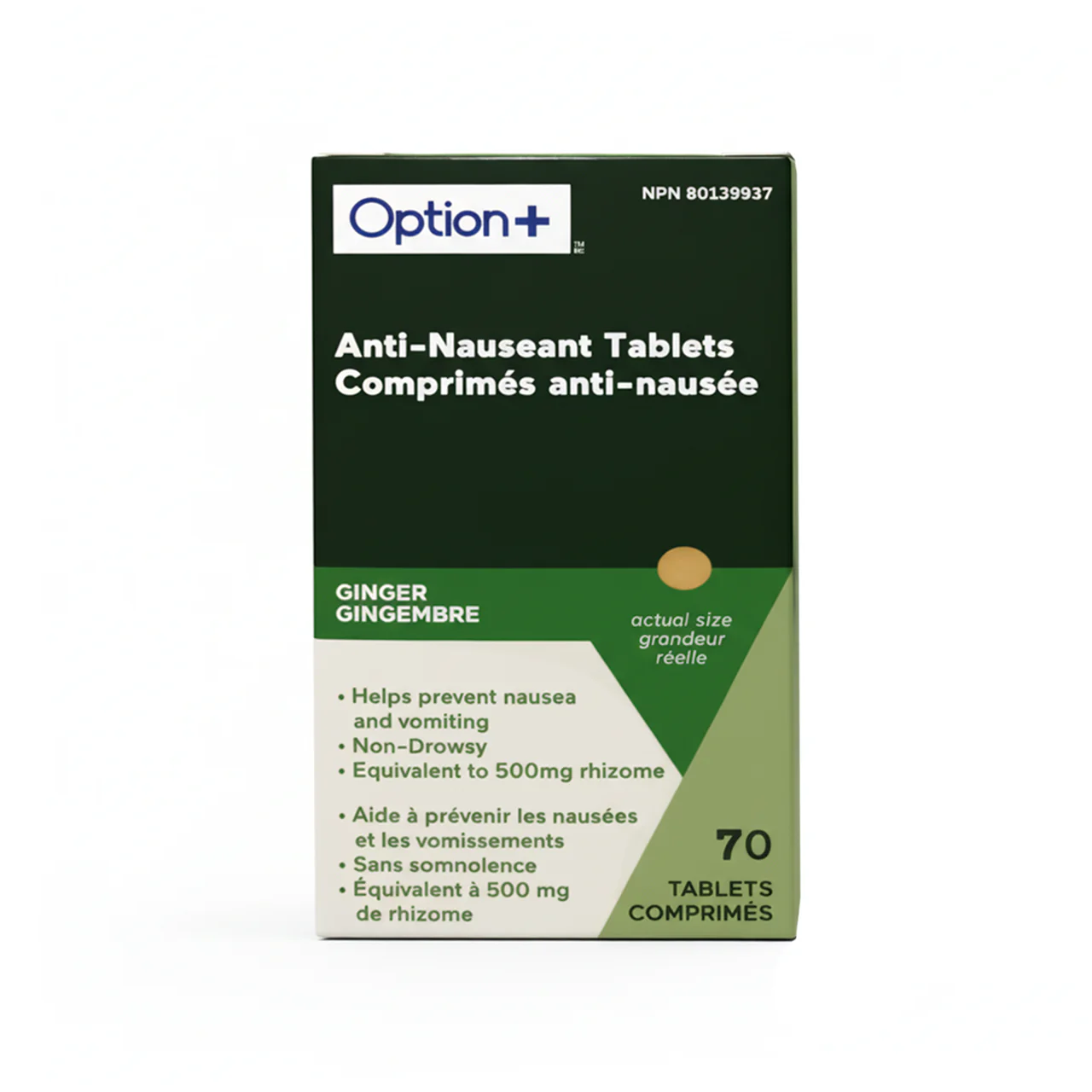 Option+ Anti-Nauseant Ginger Tablets | 70 Tablets