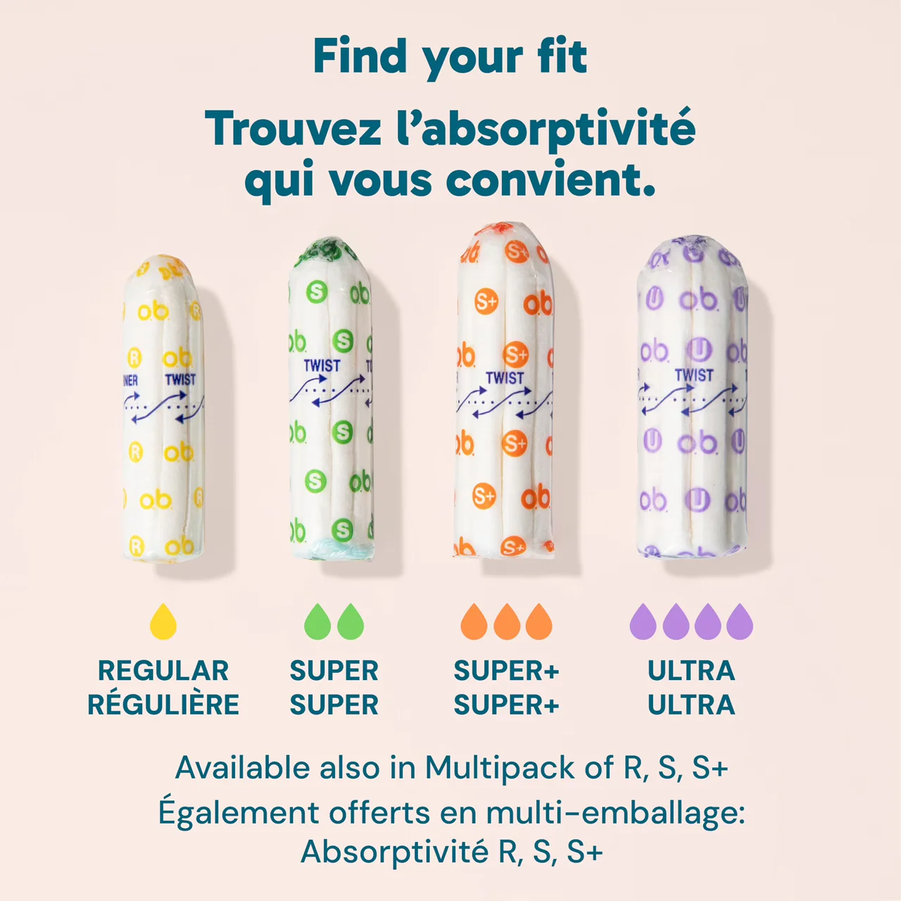 O.B. - Fluid-Lock Non-Applicator Tampons - Multi-Pack | 40 Tampons - Image 2