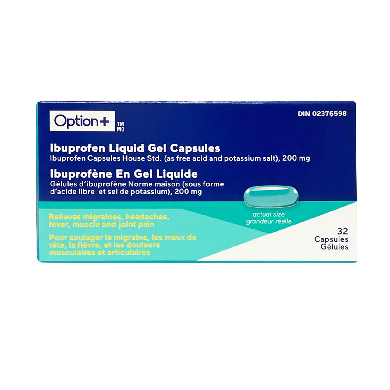 Option+ Ibuprofen 200 mg Liquid Gel | 32 Capsules