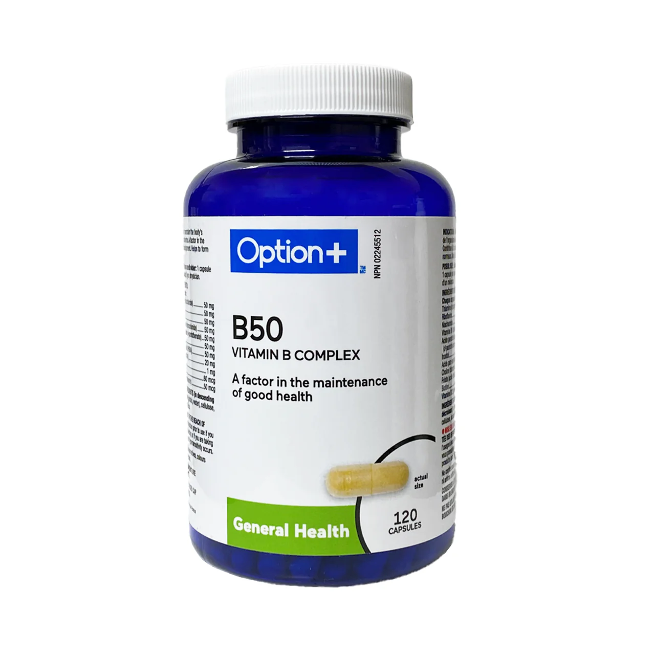 Option+ B50 Vitamin B Complex | 120 Capsules