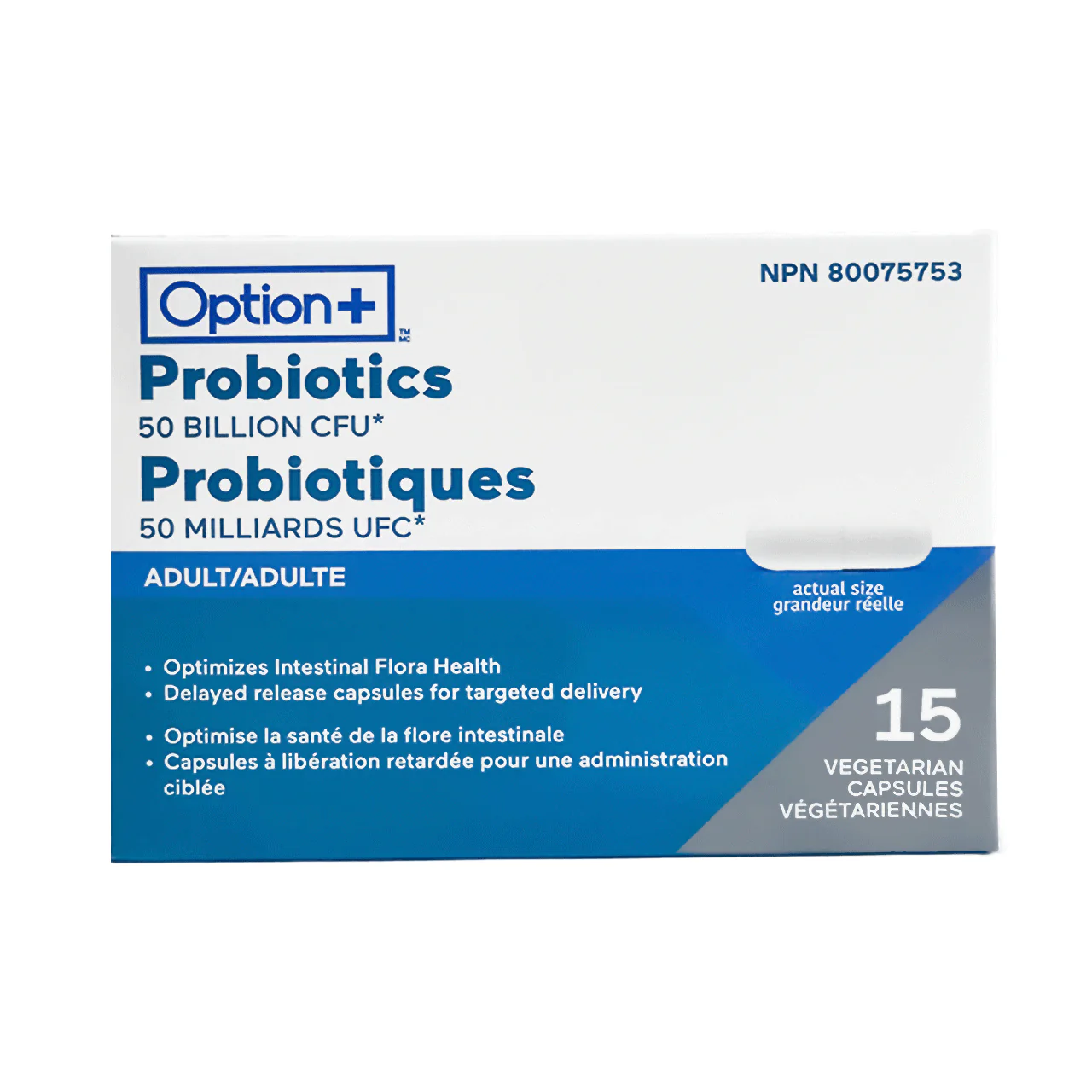 Option+ 50 Billion Probiotics | 15 Vegetarian Capsules