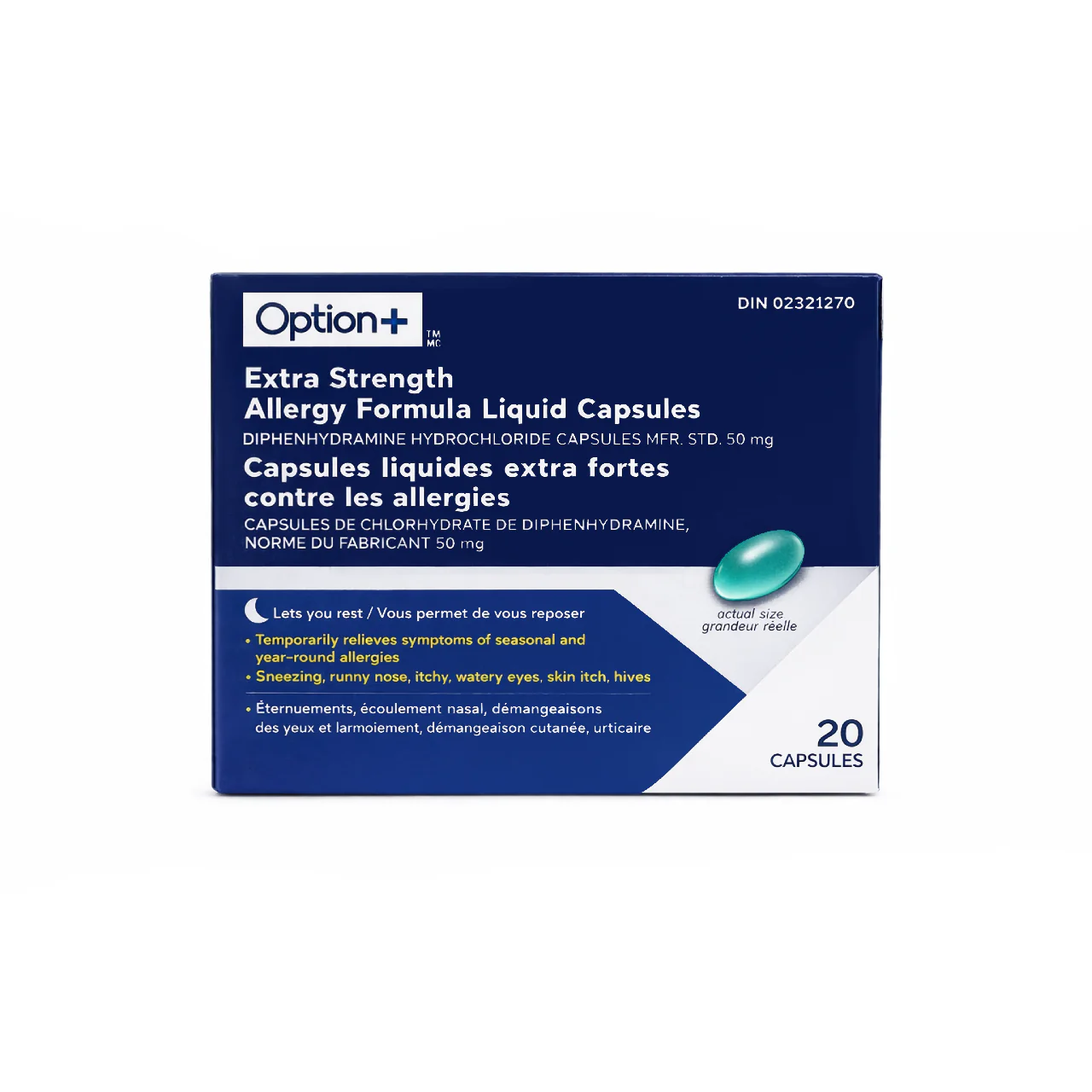 Option+ Extra Strength Allergy Formula Liquid | 20 Capsules