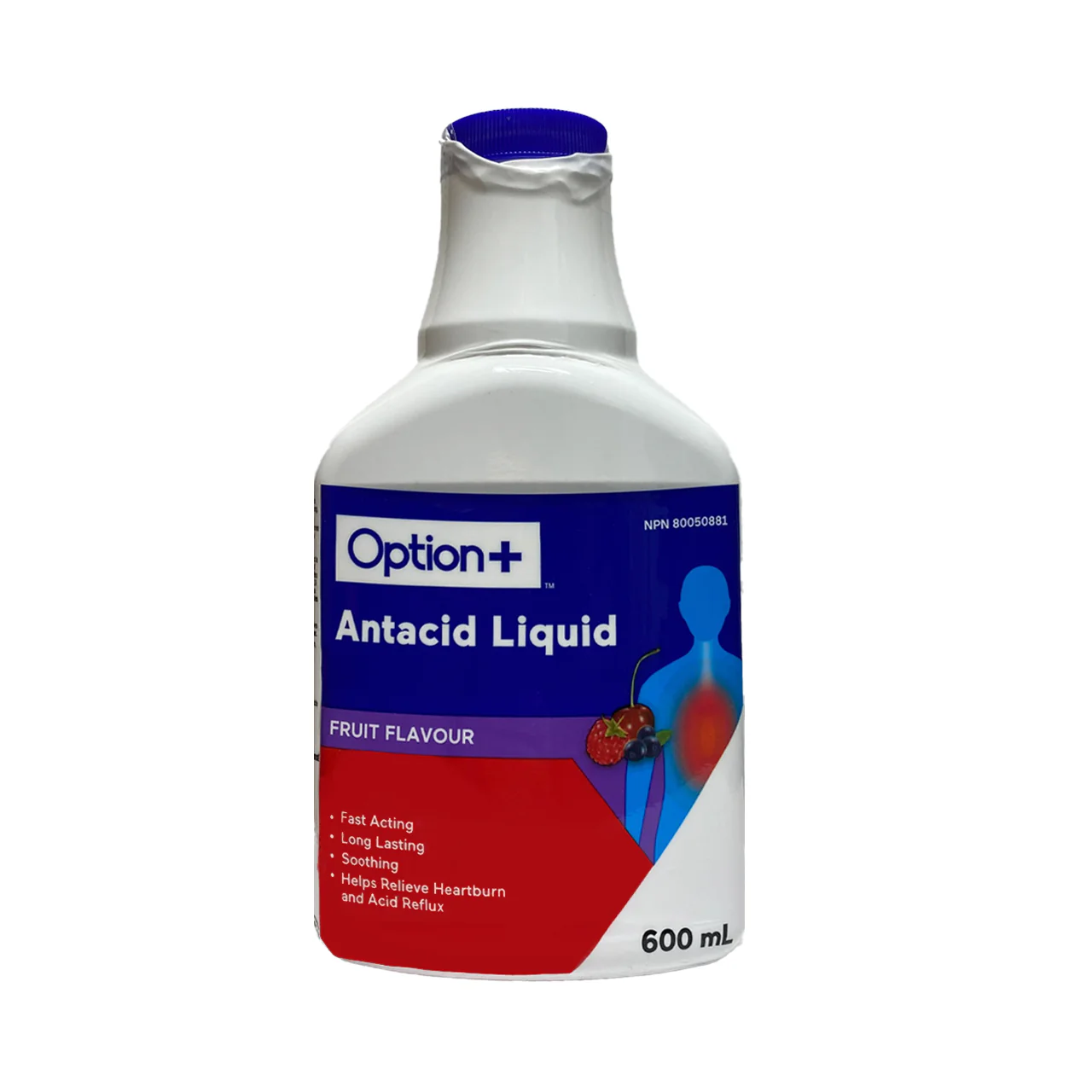 Option+ Antacid Liquid, Fruit Flavour | 600 mL