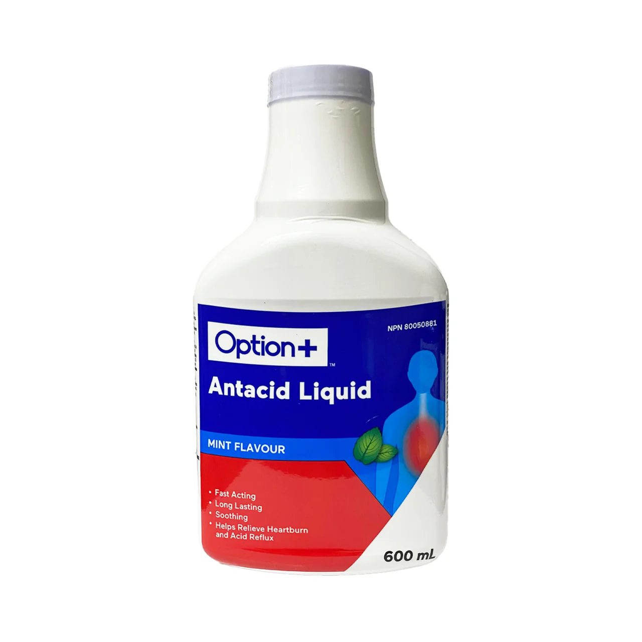 Option+ Antacid Liquid, Mint Flavour | 600 mL