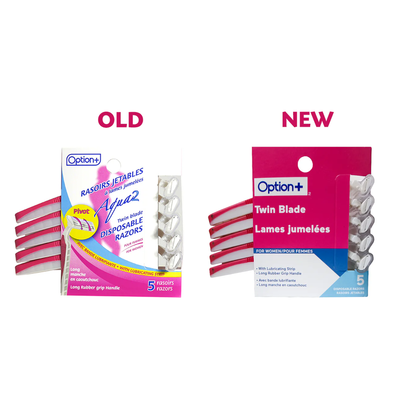 Option+ Twin Blade Disposable Razors For Women | 5 Razors - Image 2