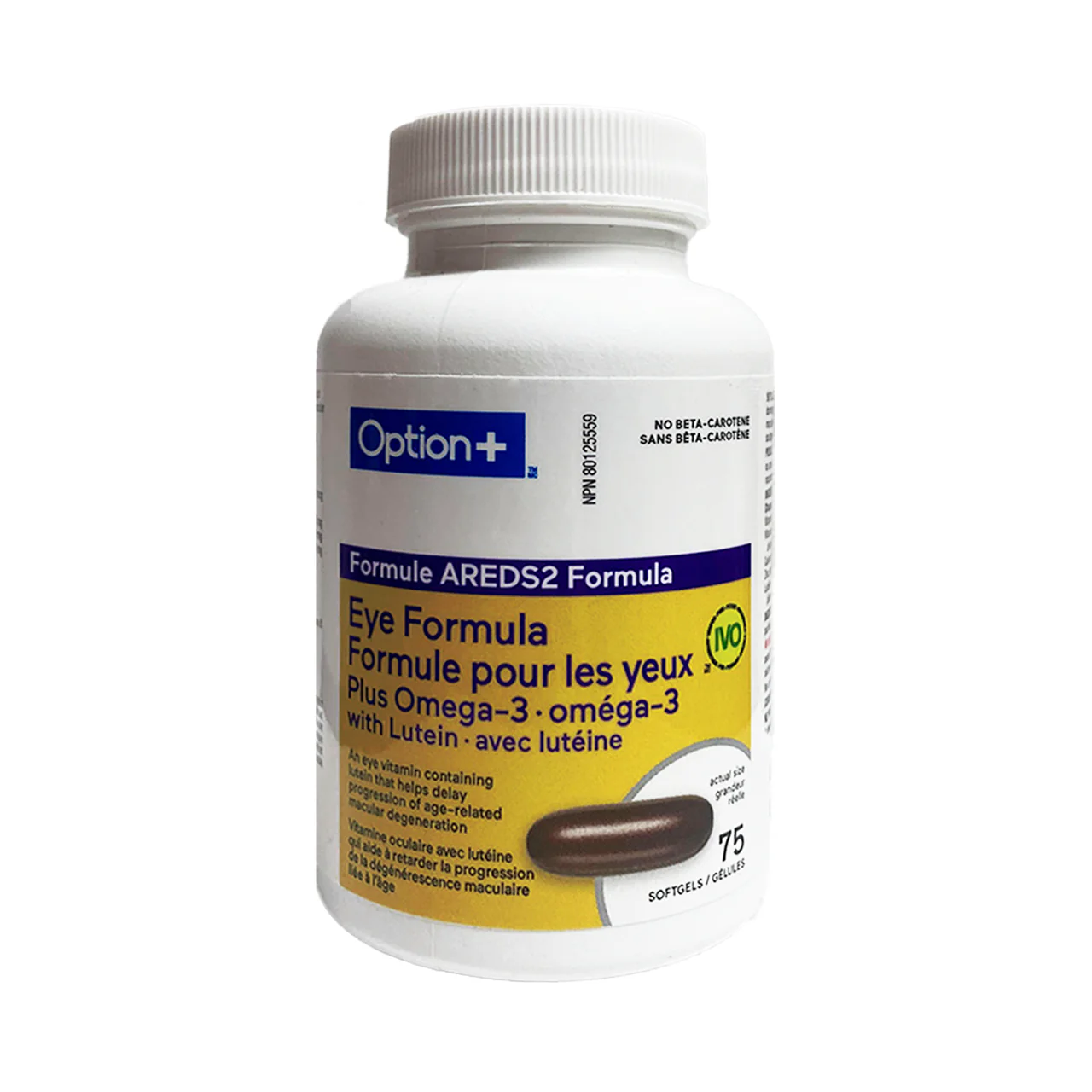 Option+ Eye Formula Plus Omega-3 With Lutein | 75 Softgels