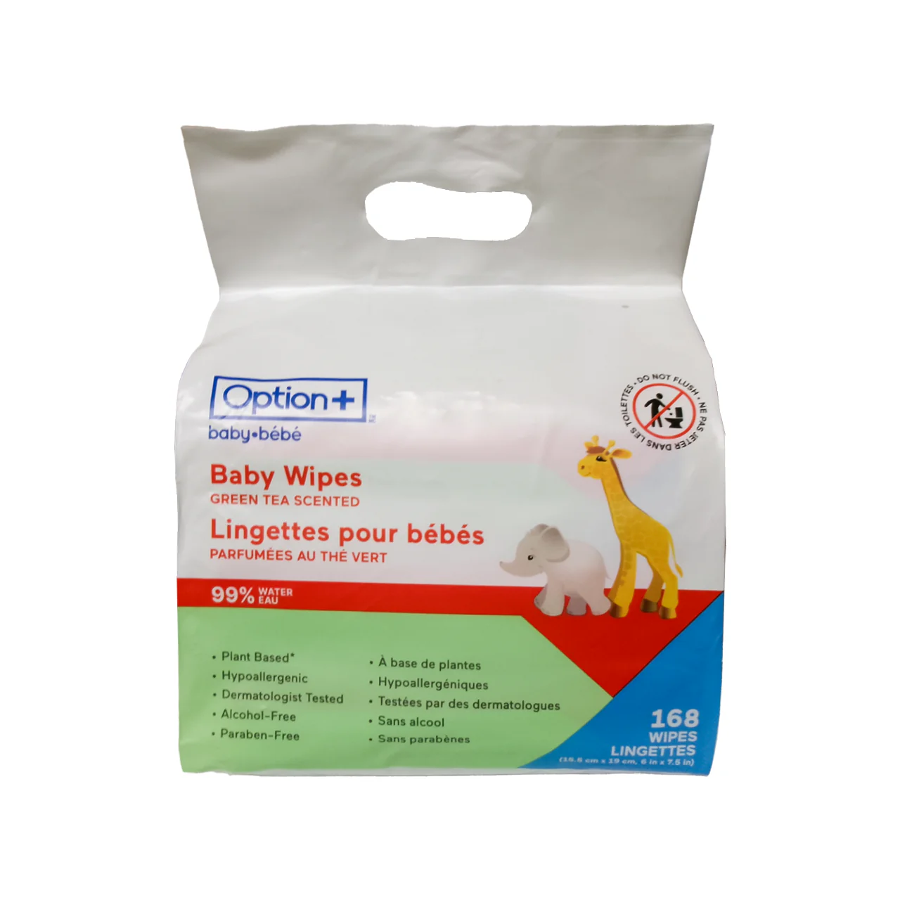Option+ 99% Water Baby Wipes, Green Tea | 168 Wipes