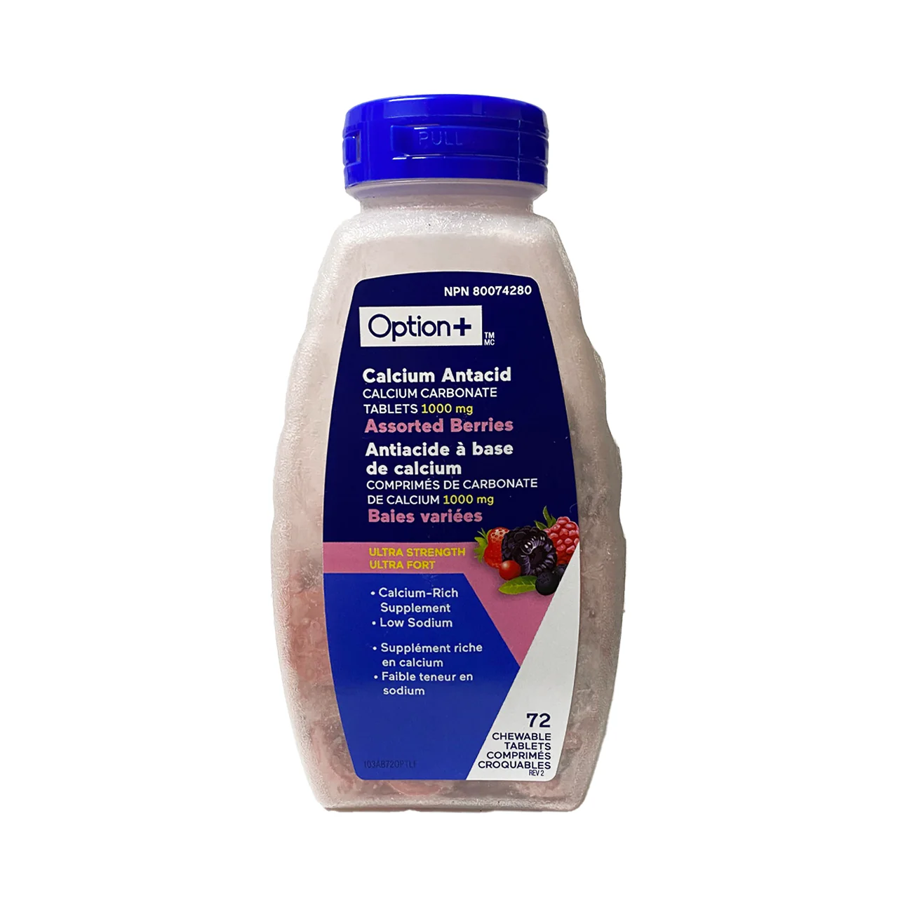 Option+ Calcium Antacid Extra Strength, Assorted Berries | 72 Tablets
