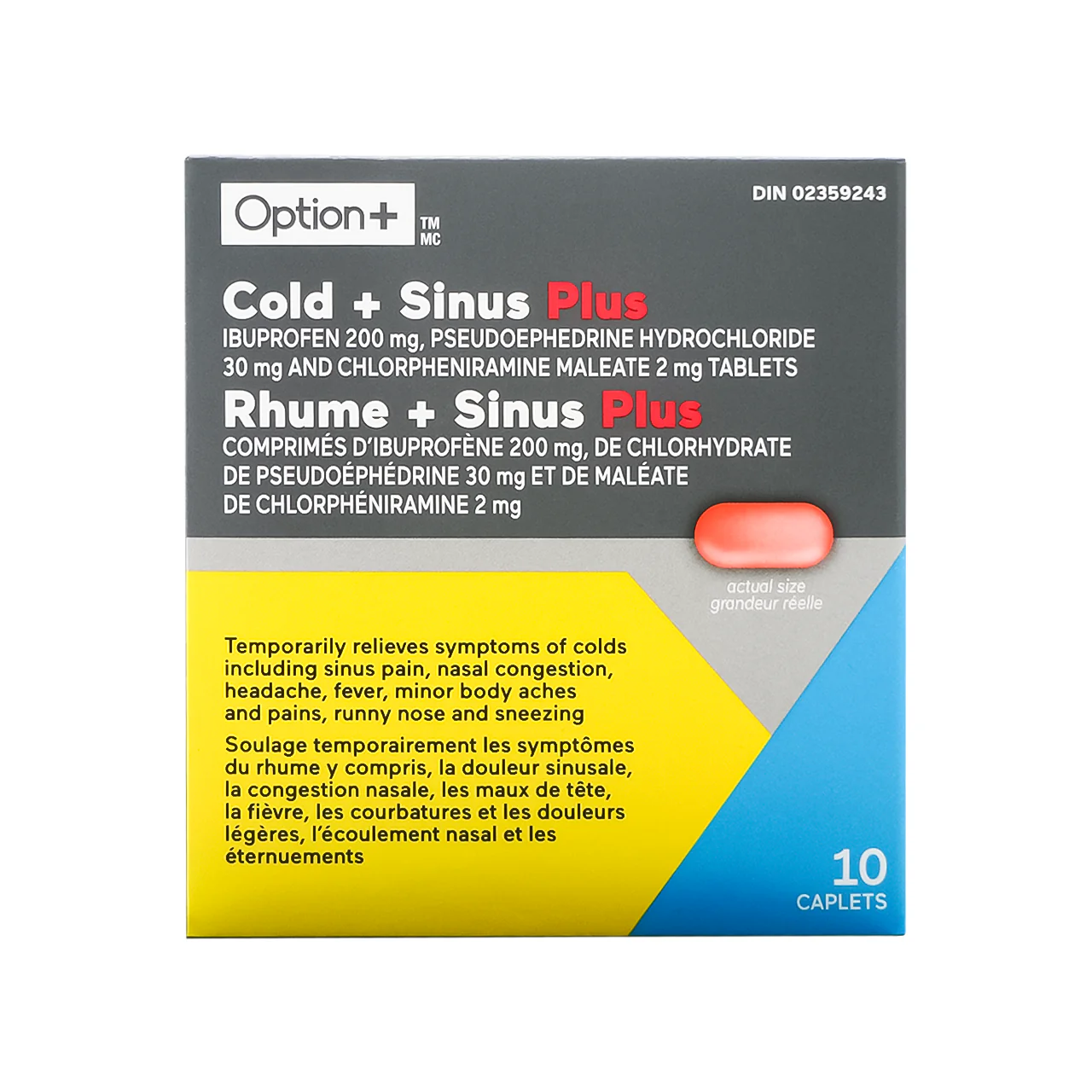 Option+ Cold and Sinus Plus Relief | 10 Caplets