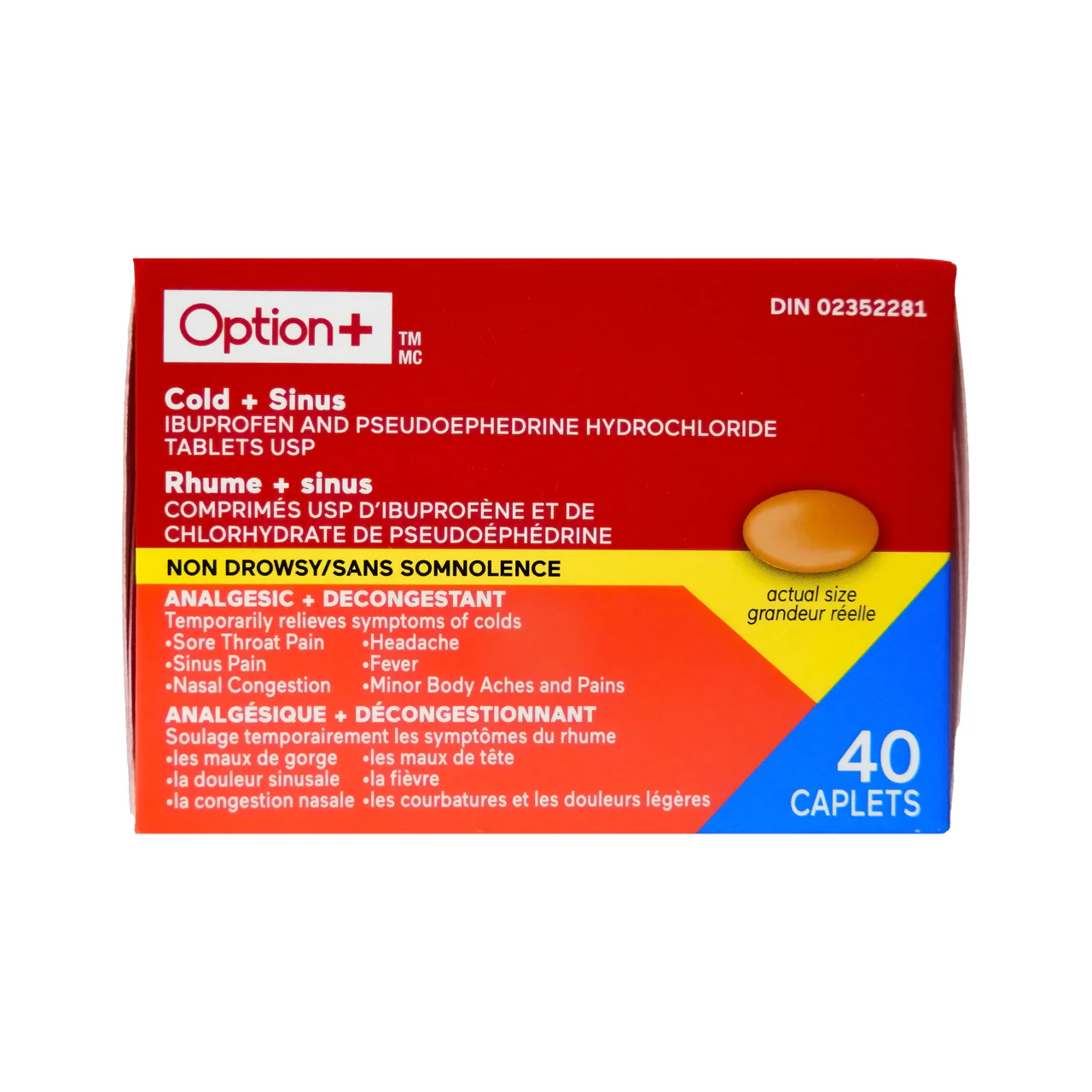 Option+ Cold + Sinus Relief Non Drowsy | 40 Caplets