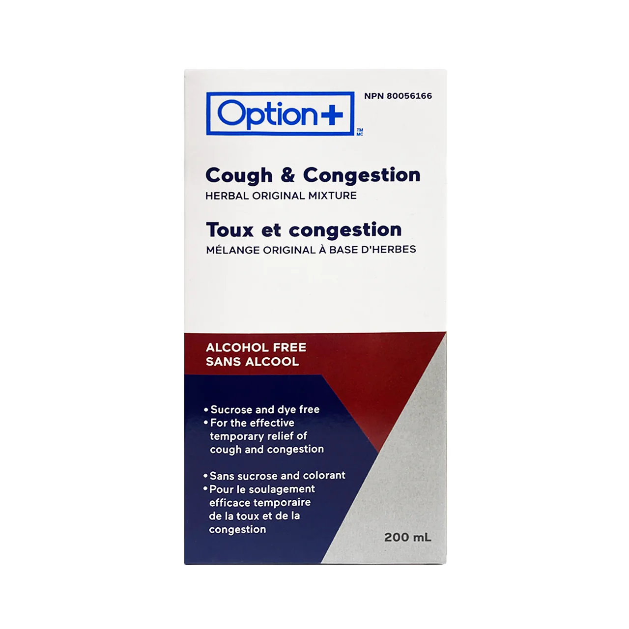Option+ Cough & Congestion Herbal Original Mixture, Alcohol Free | 200 mL