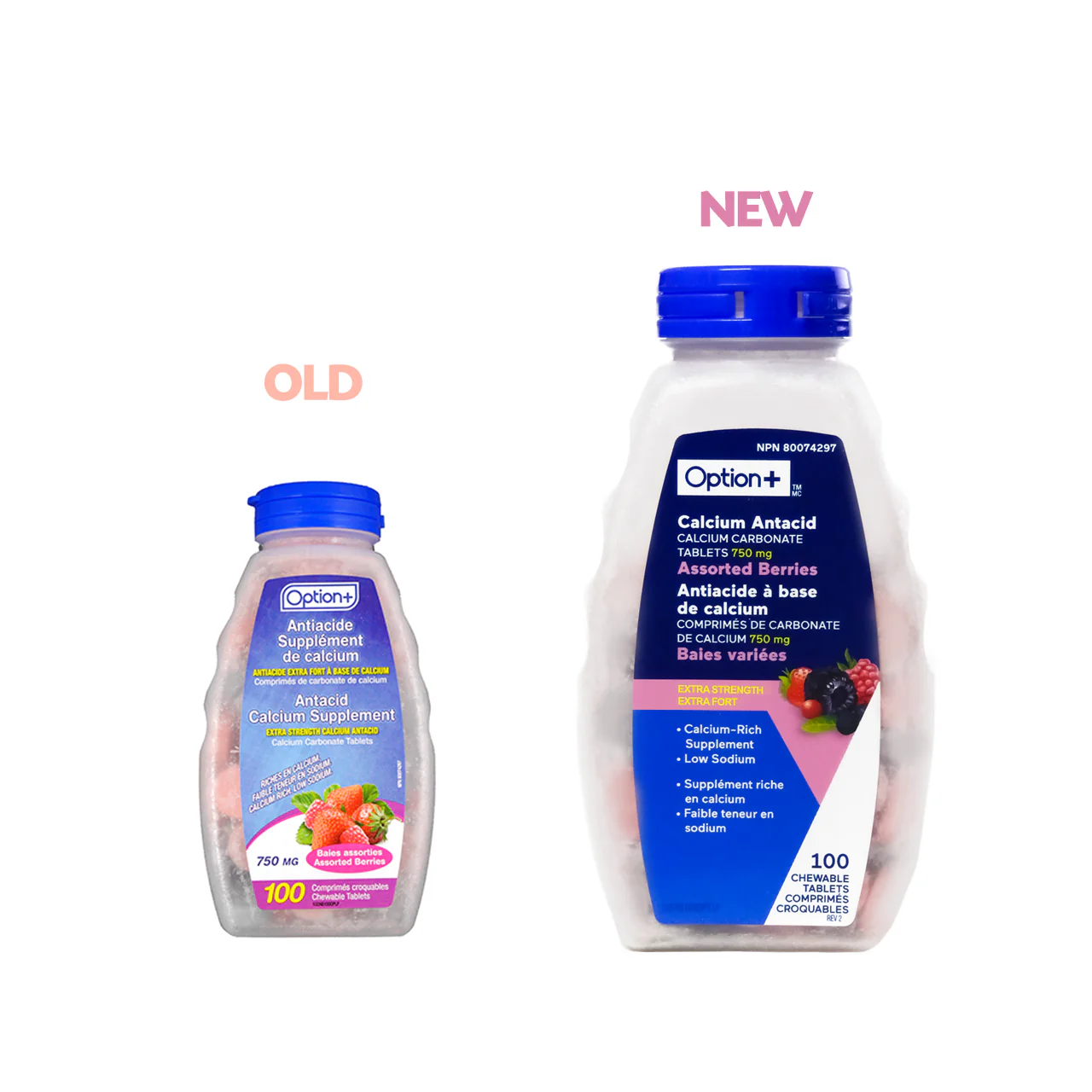 Option+ Calcium Antacid Extra Strength, Assorted Berries | 100 Chewable Tablets - Image 3