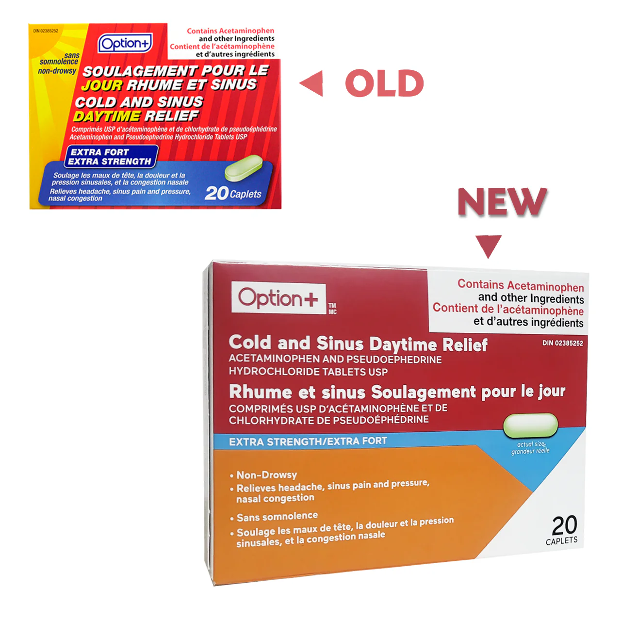 Option+ Extra Strength Cold & Sinus Daytime Relief | 20 Caplets - Image 2