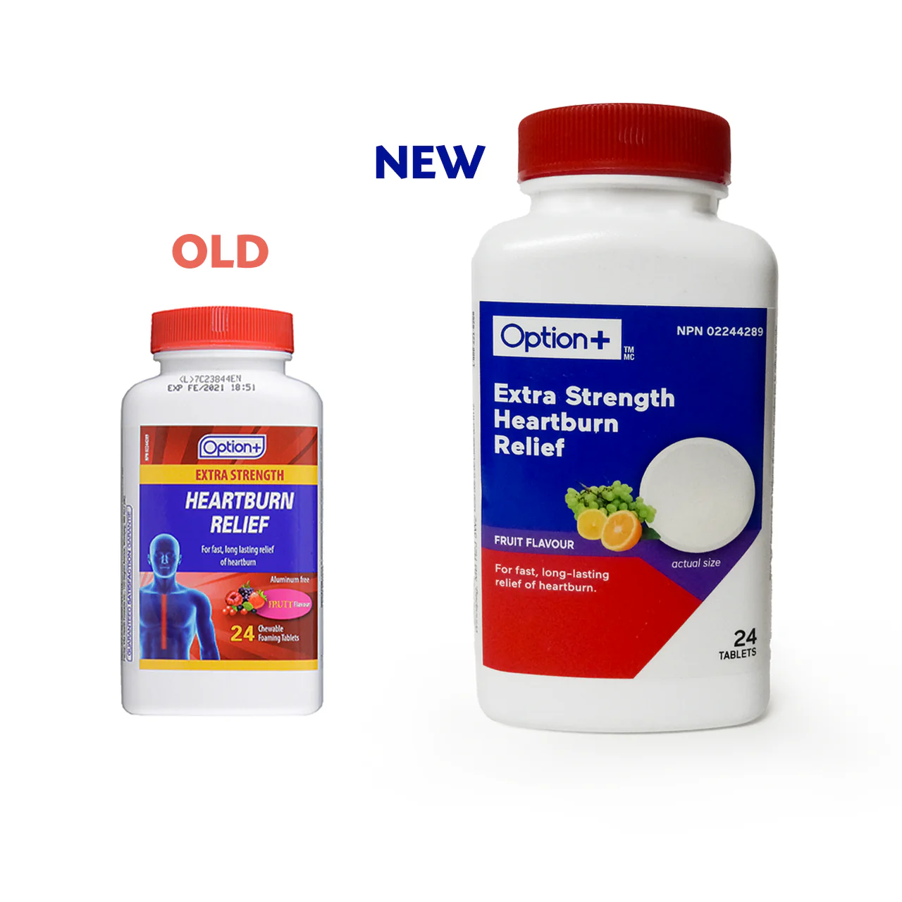 Option+ Extra Strength Heartburn Relief Chewable, Fruit Flavour | 24 Tablets - Image 2