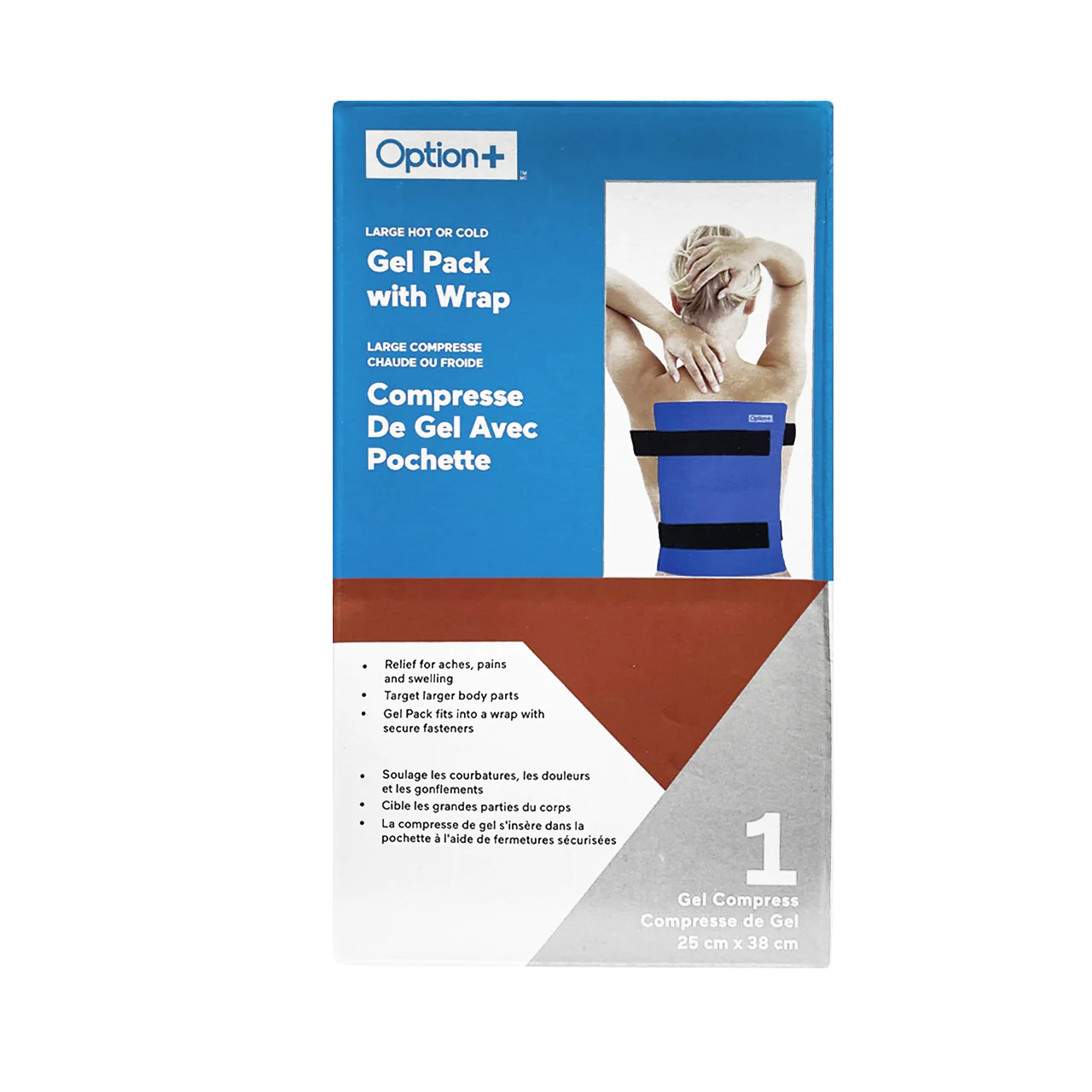 Option+ Large Hot Or Cold Soft Fabric Gel Pack With Strap | 25 cm x 38 cm