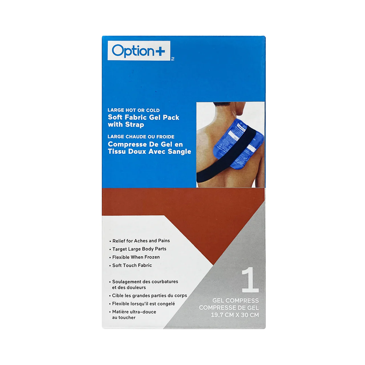 Option+ Large Hot Or Cold Soft Fabric Gel Pack With Strap | 19.7cm x 30cm