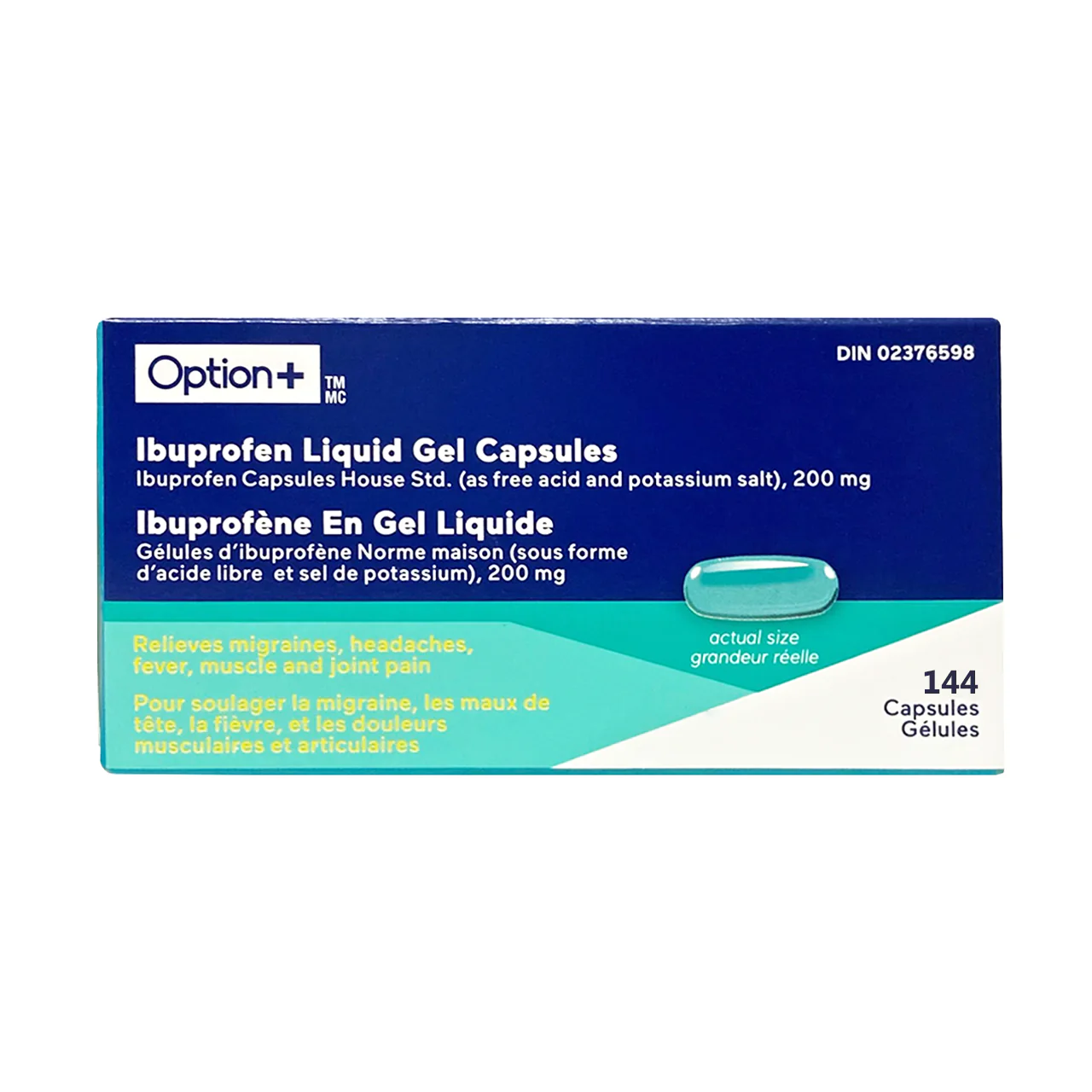 Option+ Ibuprofen 200 mg Liquid Gel | 144 Capsules