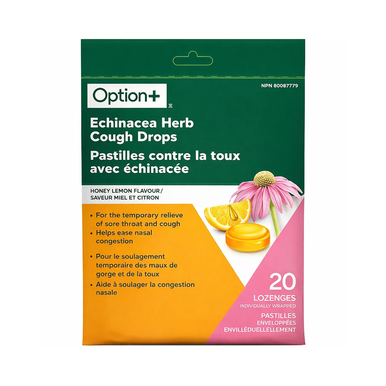 Option+ Echinacea Herb Cough Drops | 20 Lozenges