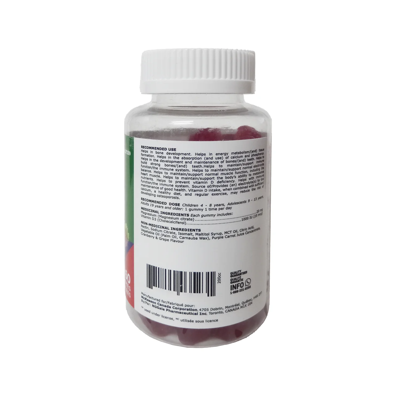 Option+ Magnesium Citrate + D3, Cranberry & Grape Flavour | 60 Gummies - Image 2
