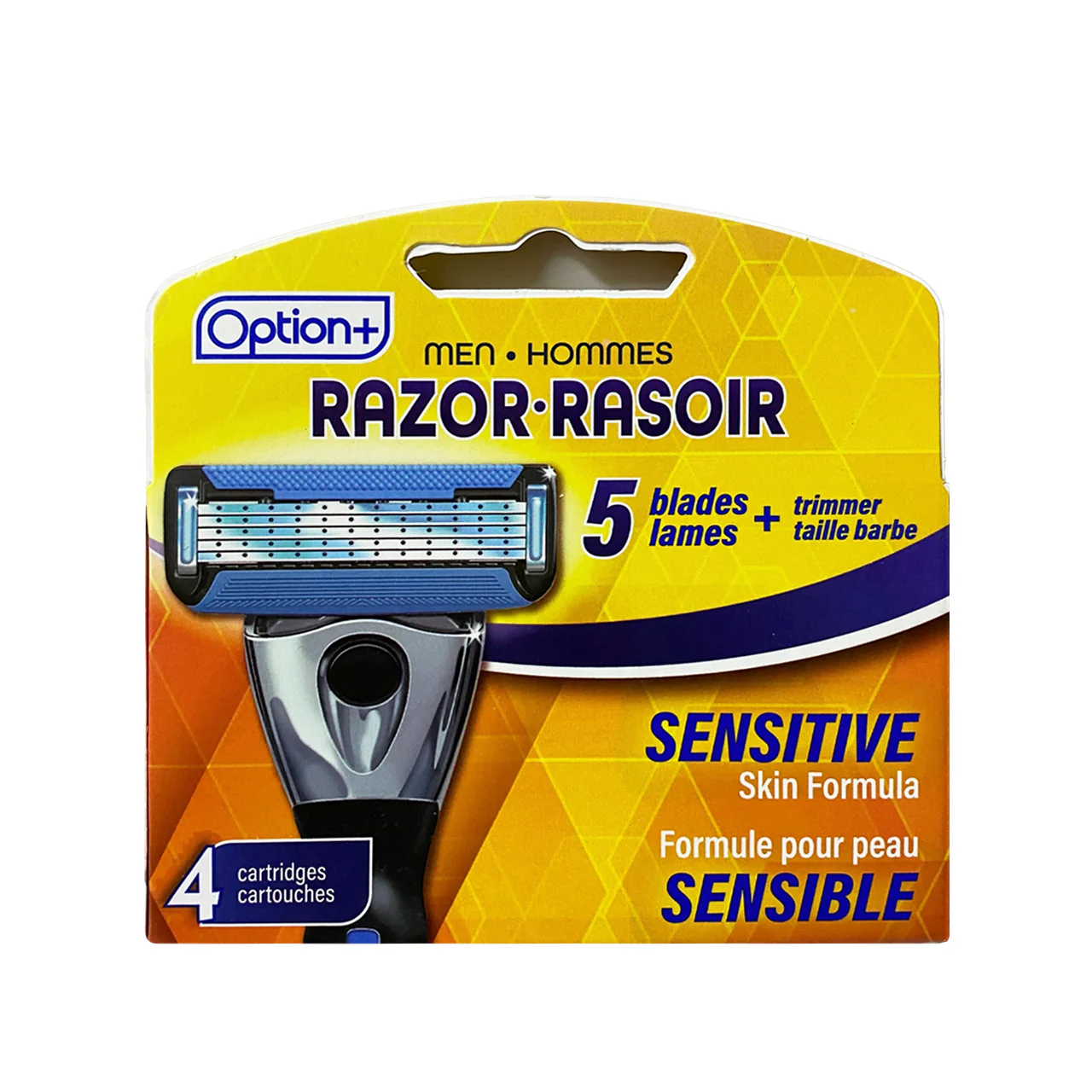 Option+ Men's Razor Blades Refill with Sensitive Skin Formula | 4 Cartridges