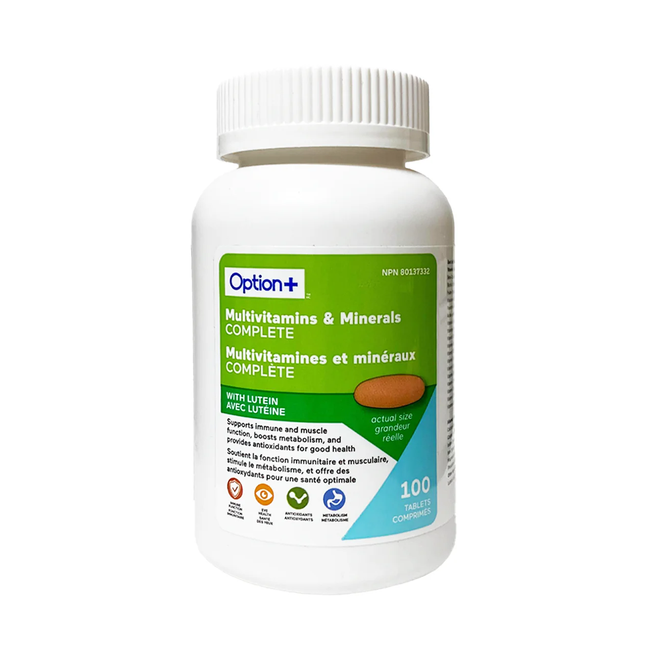 Option+ Multivitamins & Minerals Complete With Lutein | 100 Tablets