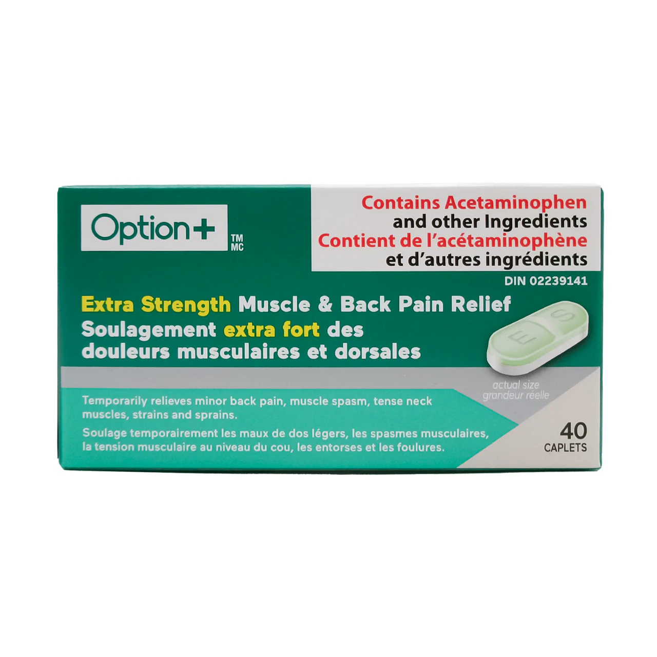 Option+ Extra Strength Muscle & Back Pain Relief | 40 Caplets