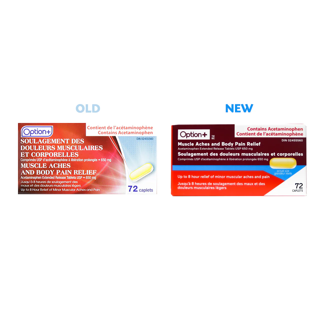Option+ Muscle Aches & Body Tablets 650 mg | 72 Caplets - Image 3