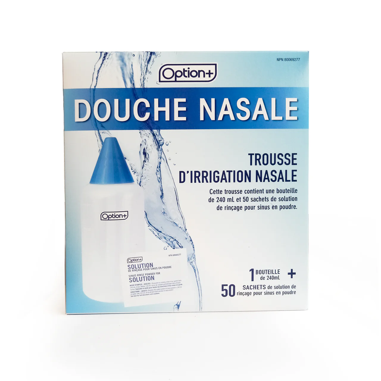 Option+ Nasal Rinse Irrigation Kit | 50 Packets + 1x240 ml Bottle - Image 2