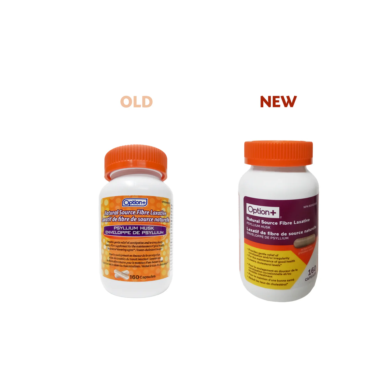 Option+ Natural Source Fibre Laxative with Psyllium Husk | 160 Capsules - Image 2