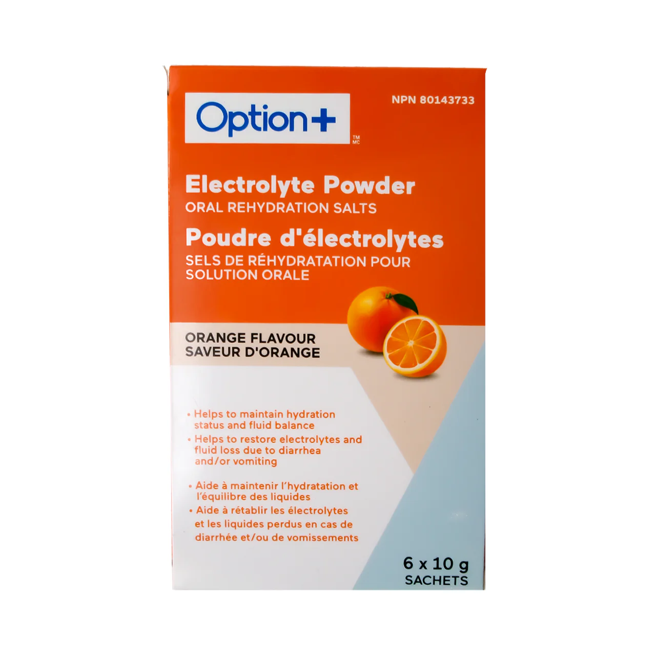 Option+ Electrolyte Powder, Orange Flavour | 6 x 10 g Sachets - Image 2