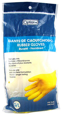 Option+ Rubber Gloves - Cotton Flocklined - Large | 1 Pair