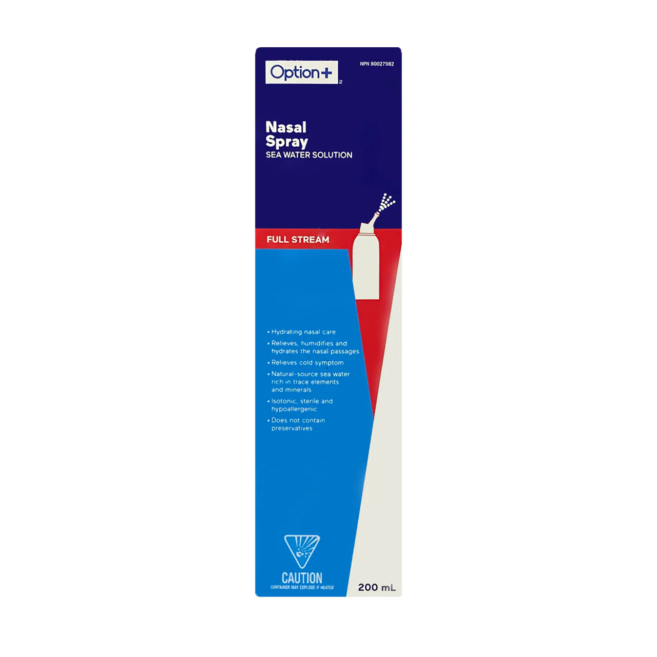 Option+ Sea Water Solution Nasal Spray Full Stream | 200 mL