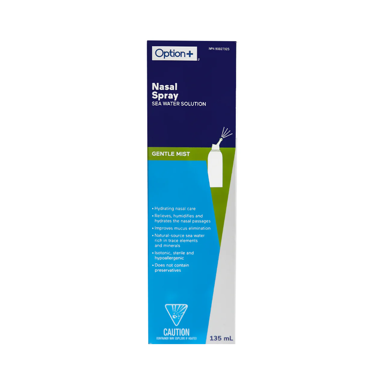 Option+ Sea Water Solution Nasal Spray Gentle Mist | 135 mL