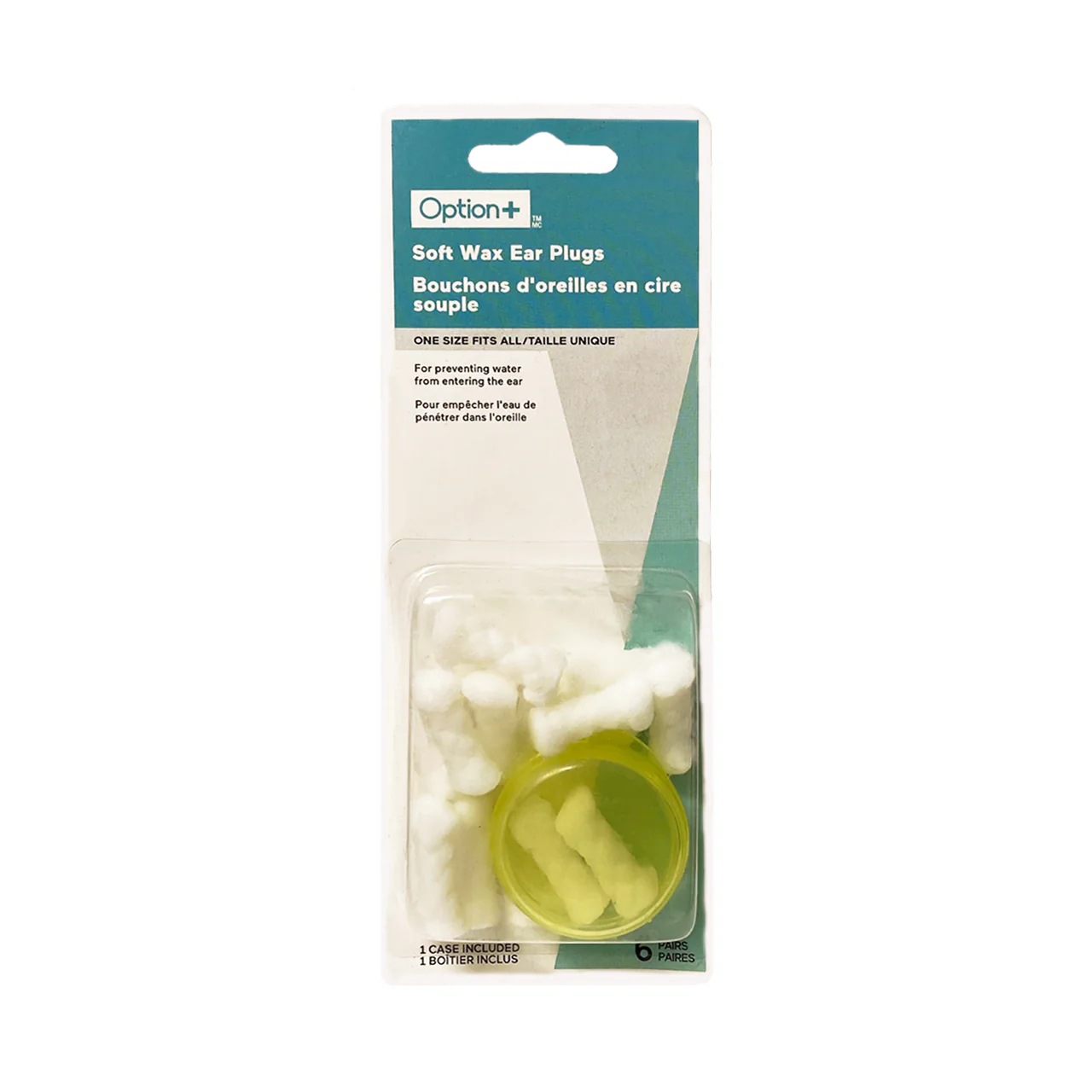 Option+ Soft Wax Ear Plugs with Case | 6 Pairs + 1 Case