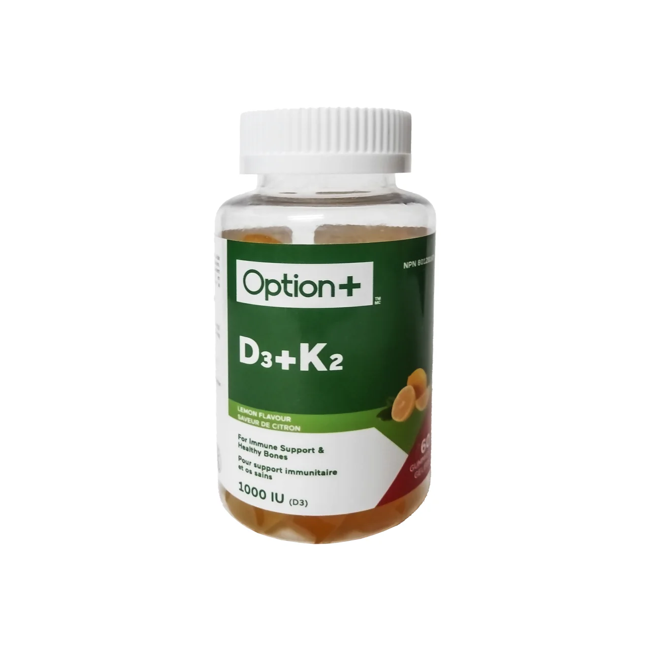 Option+ D3 + K2 1000IU, Lemon Flavour | 60 Gummies